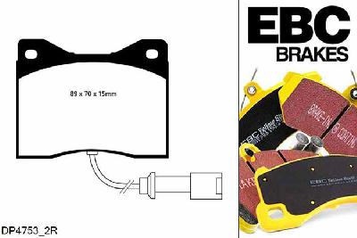 DP4753/2R, BMW 2002, 2.0 Tii 130 PK 1971-1975, EBC Yellowstuff remblokken set vooras, Voor modellen met ATE remklauwen aan de vooras, Voor modellen met een remschijf diameter 256mm