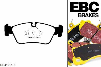 DP41211R, BMW 3 Series (E46), 318 i (1.9) Coupe 1999-2001, EBC Yellowstuff remblokken set vooras, Voor modellen met ATE remklauwen aan de vooras, Voor modellen met een remschijf diameter 286mm
