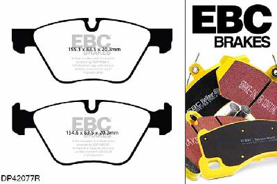 DP42077R, BMW 3 Series (E90) Sedan, 330 i (3.0) 2007-2012, EBC Yellowstuff remblokken set vooras, Voor modellen met ATE remklauwen aan de vooras, Voor modellen met een remschijf diameter 330mm