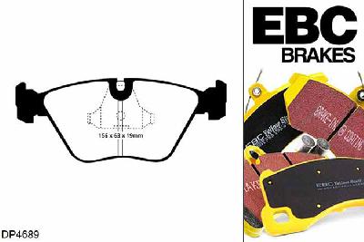 DP4689R, BMW 7 Series (E32), 740 (4.0) 1992-1994, EBC Yellowstuff remblokken set vooras, Voor modellen met ATE remklauwen aan de vooras, Voor modellen met een remschijf diameter 302mm