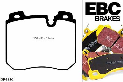 DP4886R, BMW 8 Series (E31), 850 (5.6) 1993-1997, EBC Yellowstuff remblokken set vooras, Voor modellen met ATE remklauwen aan de vooras, Voor modellen met een remschijf diameter 345mm