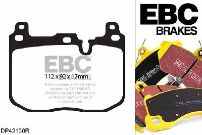 DP42130R, BMW M4, 3.0 Twin Turbo (F82) 430 PK 2014-, EBC Yellowstuff remblokken set vooras, Voor modellen met Brembo remklauwen aan de vooras, Voor modellen met een remschijf diameter 380mm