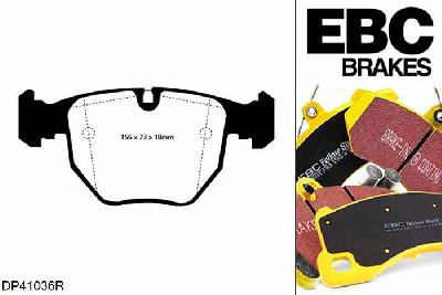 DP41036R, BMW X3, 3.0 Twin TD (35d) (E83) 2006-2010, EBC Yellowstuff remblokken set vooras, Voor modellen met ATE remklauwen aan de vooras, Voor modellen met een remschijf diameter 332mm