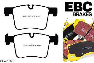 DP42105R, BMW X4, 3.0 TD (30d) 258 PK 2014-, EBC Yellowstuff remblokken set vooras, Voor modellen met ATE remklauwen aan de vooras, Voor modellen met een remschijf diameter 328mm
