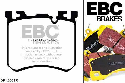 DP42091R, BMW X5 M, 4.4 Twin Turbo (E70) 555 PK 2009-2010, EBC Yellowstuff remblokken set vooras, Voor modellen met een remschijf diameter 395mm