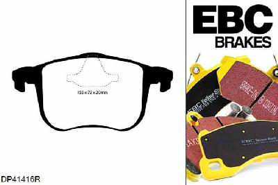 DP41416R, Cadillac BLS, 2.0 Turbo 210 PK 2006-2010, EBC Yellowstuff remblokken set vooras, Voor modellen met ATE remklauwen aan de vooras, Voor modellen met een remschijf diameter 302mm