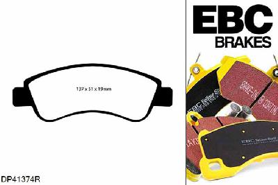 DP41374R, Citroen C2, 1.6 TD 110 PK 2005-2009, EBC Yellowstuff remblokken set vooras, Voor modellen met Bosch remklauwen aan de vooras, Voor modellen met een remschijf diameter 266mm