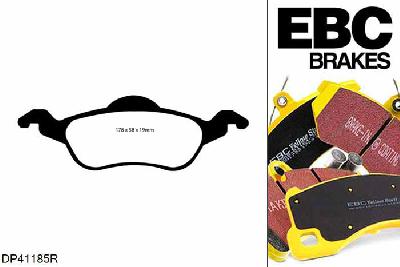 DP41185R, Ford Focus Mk1, 1.4 1998-2005, EBC Yellowstuff remblokken set vooras, Voor modellen met ATE remklauwen aan de vooras, Voor modellen met een remschijf diameter 258mm