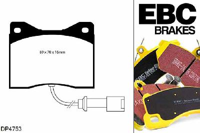 DP4753R, Ford Sierra, 2.0 Turbo Cosworth 1985-1986, EBC Yellowstuff remblokken set vooras, Voor modellen met ATE remklauwen aan de vooras, Voor modellen met een remschijf diameter 283mm