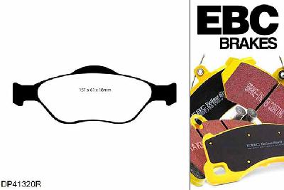 DP41320R, Ford StreetKa, 1.6 2003-2006, EBC Yellowstuff remblokken set vooras, Voor modellen met ATE remklauwen aan de vooras, Voor modellen met een remschijf diameter 258mm