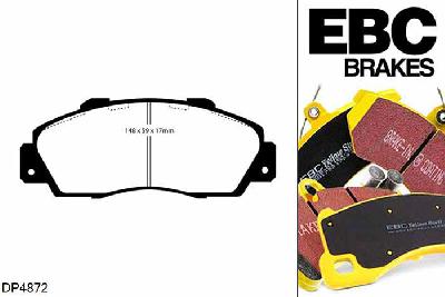 DP4872R, Honda Accord Coupe, 3.0 (CG) 1998-2002, EBC Yellowstuff remblokken set vooras, Voor modellen met Akebono remklauwen aan de vooras, Voor modellen met een remschijf diameter 282mm