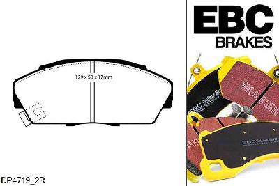 DP4719/2R, Honda Civic (4th Gen), 1.6 (EE) 1990-1991, EBC Yellowstuff remblokken set vooras, Voor modellen met Akebono remklauwen aan de vooras, Voor modellen met een remschijf diameter 262mm