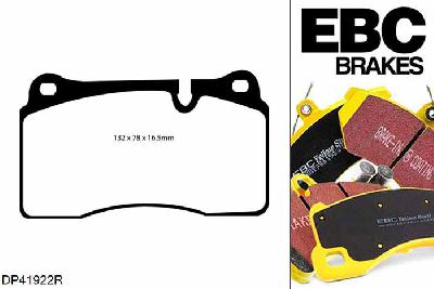 DP41922R, Landrover Range Rover Sport (L320), 4.4 2007-2008, EBC Yellowstuff remblokken set vooras, Voor modellen met Brembo remklauwen aan de vooras, Voor modellen met een remschijf diameter 360mm