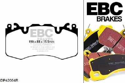 DP42064R, Landrover Range Rover Sport (L320), 5.0 Supercharged 2009-2013, EBC Yellowstuff remblokken set vooras, Voor modellen met Brembo remklauwen aan de vooras, Voor modellen met een remschijf diameter 380mm