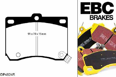 DP4824R, Mazda 323, 1.8 (BA1) 1994-1998, EBC Yellowstuff remblokken set vooras, Voor modellen met Sumitomo remklauwen aan de vooras, Voor modellen met een remschijf diameter 257mm