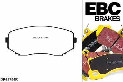 DP41794R, Mazda CX-7, 2.2 TD 2009-2012, EBC Yellowstuff remblokken set vooras, Voor modellen met een remschijf diameter 320mm