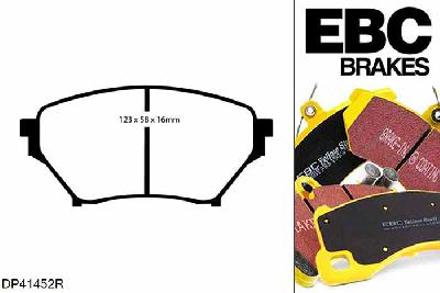 DP41452R, Mazda MX5 Mk2 (NB), 1.8 (Sport) (LSD) 2001-2005, EBC Yellowstuff remblokken set vooras, Voor modellen met Sumitomo remklauwen aan de vooras, Voor modellen met een remschijf diameter 269mm