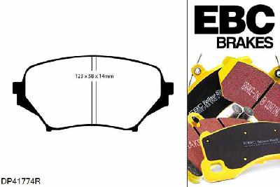 DP41774R, Mazda MX5 Mk3 (NC), 2.0 2005-2015, EBC Yellowstuff remblokken set vooras, Voor modellen met Advics remklauwen aan de vooras, Voor modellen met een remschijf diameter 290mm
