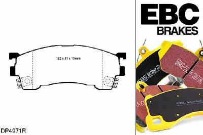 DP4971R, Mazda MX6, 2.5 1992-1998, EBC Yellowstuff remblokken set vooras, Voor modellen met Sumitomo remklauwen aan de vooras, Voor modellen met een remschijf diameter 258mm
