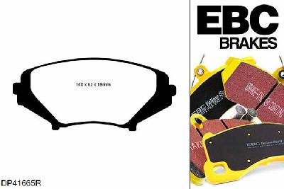 DP41665R, Mazda RX8, 1.3 (Rotary) (UK) 2003-2012, EBC Yellowstuff remblokken set vooras, Voor modellen met Sumitomo remklauwen aan de vooras, Voor modellen met een remschijf diameter 323mm