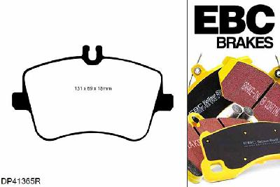 DP41365R, Mercedes C-Class Coupe (CL203), C220 TD 2001-2008, EBC Yellowstuff remblokken set vooras, Voor modellen met Girling/TRW remklauwen aan de vooras, Voor modellen met een remschijf diameter 288mm