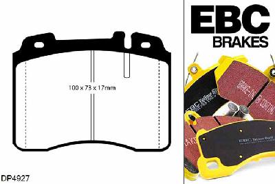 DP4927R, Mercedes E-Class (W124), E500 1993-1995, EBC Yellowstuff remblokken set vooras, Voor modellen met ATE remklauwen aan de vooras, Voor modellen met een remschijf diameter 320mm