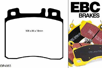 DP4963R, Mercedes S-Class (W140), S500 Coupe 1993-1996, EBC Yellowstuff remblokken set vooras, Voor modellen met ATE remklauwen aan de vooras, Voor modellen met een remschijf diameter 320mm