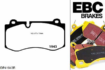 DP41943R, Mercedes S-Class (W221), S350 4-Matic AMG Sport Pkg 272 PK 2005-2013, EBC Yellowstuff remblokken set vooras, Voor modellen met Brembo remklauwen aan de vooras, Voor modellen met een remschijf diameter 350mm