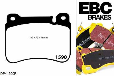 DP41590R, Mercedes SLK (R171), SLK350 (3.5) 301 PK 2008-2011, EBC Yellowstuff remblokken set vooras, Voor modellen met Brembo remklauwen aan de vooras, Voor modellen met een remschijf diameter 345mm