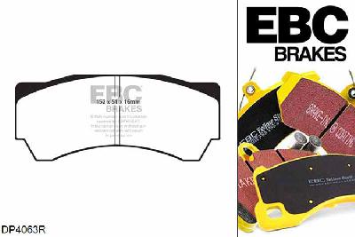 DP4063R, Mitsubishi Lancer Evo 9, 2.0 Turbo (FQ-360) 2005-2008, EBC Yellowstuff remblokken set vooras, Voor modellen met Alcon remklauwen aan de vooras, Voor modellen met een remschijf diameter 343mm