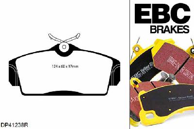 DP41238R, Nissan Almera, 1.5 (ABS) 2000-2006, EBC Yellowstuff remblokken set vooras, Voor modellen met Girling/TRW remklauwen aan de vooras, Voor modellen met een remschijf diameter 280mm