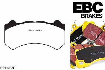 DP41983R, Nissan GT-R (R35), 3.8 Twin Turbo 523 PK 2011-2012, EBC Yellowstuff remblokken set vooras, Voor modellen met Brembo remklauwen aan de vooras, Voor modellen met een remschijf diameter 390mm