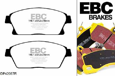 DP42067R, Opel Astra (J), 1.7 TD 110 PK 2009-2014, EBC Yellowstuff remblokken set vooras, Voor modellen met een remschijf diameter 300mm
