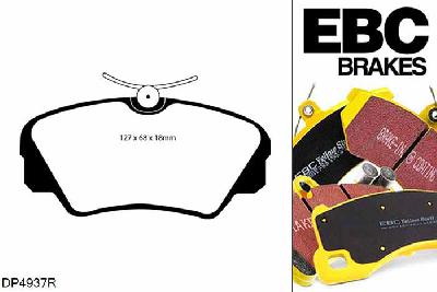 DP4937R, Opel Omega, 2.6 1990-1993, EBC Yellowstuff remblokken set vooras, Voor modellen met Girling/TRW remklauwen aan de vooras, Voor modellen met een remschijf diameter 258mm