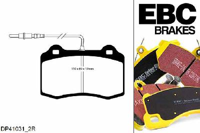 DP41031/2R, Peugeot 406 Coupe, 3.0 1997-2004, EBC Yellowstuff remblokken set vooras, Voor modellen met Brembo remklauwen aan de vooras, Voor modellen met een remschijf diameter 305mm