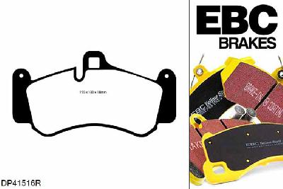 DP41516R, Porsche 911 (996) (Cast Iron Disc Only), 3.6 Twin Turbo GT2 2003-2005, EBC Yellowstuff remblokken set vooras, Voor modellen met Brembo remklauwen aan de vooras, Voor modellen met een remschijf diameter 350mm