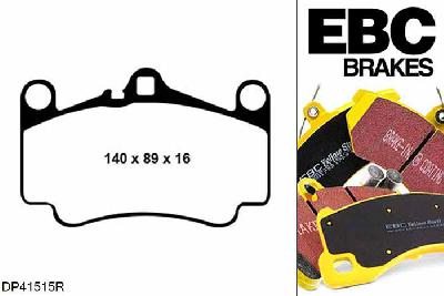 DP41515R, Porsche 911 (997) (Cast Iron Disc Only), 3.8 Carrera 4 GTS 410 PK 2010-2012, EBC Yellowstuff remblokken set vooras, Voor modellen met Brembo remklauwen aan de vooras, Voor modellen met een remschijf diameter 330mm
