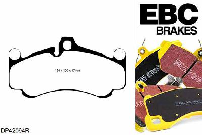 DP42094R, Porsche 911 (997) (Cast Iron Disc Only), 3.8 GT3 RS 450 PK 2009-2012, EBC Yellowstuff remblokken set vooras, Voor modellen met Brembo remklauwen aan de vooras, Voor modellen met een remschijf diameter 380mm