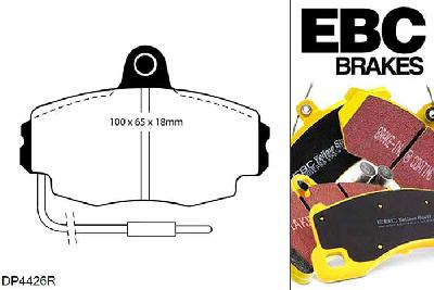 DP4426R, Renault Clio Mk1, 1.8 16v 75mm ABS ring 1990-1992, EBC Yellowstuff remblokken set vooras, Voor modellen met Girling/TRW remklauwen aan de vooras, Voor modellen met een remschijf diameter 259mm