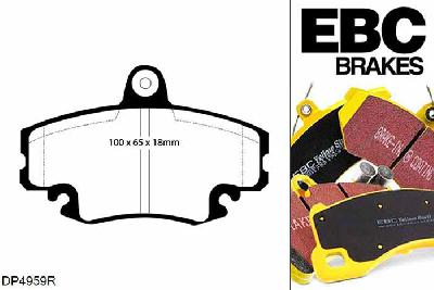 DP4959R, Renault Clio Mk1, 2.0 16v 75mm ABS ring 1993-1996, EBC Yellowstuff remblokken set vooras, Voor modellen met Girling/TRW remklauwen aan de vooras, Voor modellen met een remschijf diameter 259mm