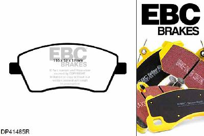 DP41485R, Renault Kangoo, 1.5 D 103 PK 2008-, EBC Yellowstuff remblokken set vooras, Voor modellen met TRW remklauwen aan de vooras, Voor modellen met een remschijf diameter 258mm