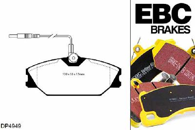 DP4949R, Renault Megane MK1 Convertible, 2.0 16v 147 PK 1996-1999, EBC Yellowstuff remblokken set vooras, Voor modellen met Girling/TRW remklauwen aan de vooras, Voor modellen met een remschijf diameter 280mm