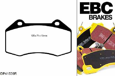 DP41539R, Renault Megane MK2 Hatch, 2.0 Turbo RS 225 PK 2004-2006, EBC Yellowstuff remblokken set vooras, Voor modellen met Brembo remklauwen aan de vooras, Voor modellen met een remschijf diameter 312mm