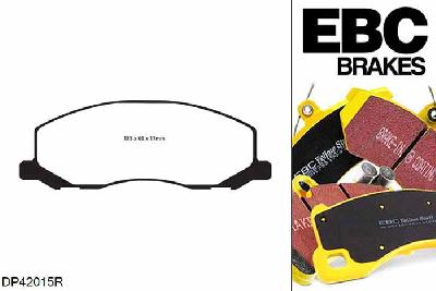DP42015R, Saab 9-mei, 2.0 Turbo XWD 2010-2011, EBC Yellowstuff remblokken set vooras, Voor modellen met TRW remklauwen aan de vooras, Voor modellen met een remschijf diameter 337mm