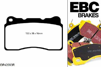 DP42093R, Saab 9-mei, 2.8 Turbo 300 PK 2010-2011, EBC Yellowstuff remblokken set vooras, Voor modellen met Brembo remklauwen aan de vooras, Voor modellen met een remschijf diameter 355mm