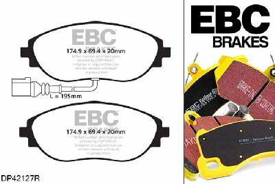 DP42127R, Seat Alhambra, 2.0 TDI 184 PK 2015-, EBC Yellowstuff remblokken set vooras, Voor modellen met TRW remklauwen aan de vooras, Voor modellen met een remschijf diameter 314mm
