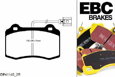 DP41140/2R, Seat Leon (1M), 1.8 Turbo Cupra R 225 PK 2003-2006, EBC Yellowstuff remblokken set vooras, Voor modellen met Brembo remklauwen aan de vooras, Voor modellen met een remschijf diameter 323mm