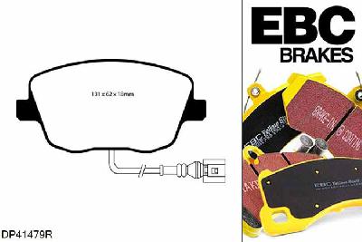 DP41479R, Skoda Fabia (5J), 1.4 Turbo 180 PK 2010-2014, EBC Yellowstuff remblokken set vooras, Voor modellen met TRW remklauwen aan de vooras, Voor modellen met een remschijf diameter 288mm