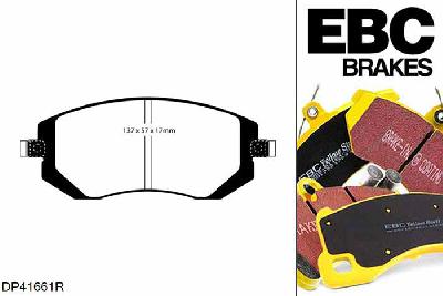 DP41661R, Subaru Legacy, 2.5 165 PK 2003-2009, EBC Yellowstuff remblokken set vooras, Voor modellen met Tokico remklauwen aan de vooras, Voor modellen met een remschijf diameter 294mm