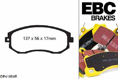 DP41884R, Subaru XV, 2.0 2012-, EBC Yellowstuff remblokken set vooras, Voor modellen met Tokico remklauwen aan de vooras, Voor modellen met een remschijf diameter 294mm